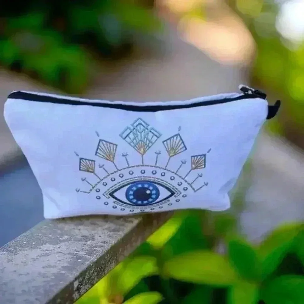 Blue Evil Eye Makeup Bag